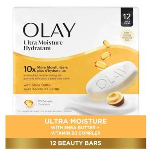 imageOlay Beauty Bar Ultra Moisture10x More Moisturizers Nourishing Conditioners Smooth ampamp Gentle on Skin Vitamin B3 Complex For All Skin Types Shea Butter Scent 317 oz Pack of 12