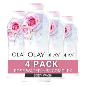 imageOlay Body Wash for Women Fresh Radiance Refreshing ampamp Renewing Made with Plant Based Cleansers B3 Botanical Complex For All Skin Types Birch Water ampamp Lavender Scent 22 fl oz Pack of 4Rose Water  Sweet Nectar
