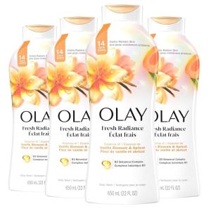 imageOlay Body Wash for Women Fresh Radiance Refreshing ampamp Renewing Made with Plant Based Cleansers B3 Botanical Complex For All Skin Types Birch Water ampamp Lavender Scent 22 fl oz Pack of 4Vanilla Blossom  Apricot