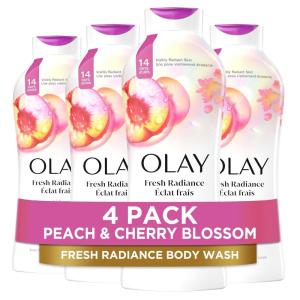 imageOlay Body Wash for Women Fresh Radiance Refreshing ampamp Renewing Made with Plant Based Cleansers B3 Botanical Complex For All Skin Types Orchid ampamp Black Currant Scent 22 fl oz Pack of 4Peach  Cherry Blossom