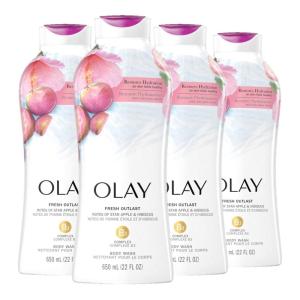 imageOlay Body Wash for Women Fresh Radiance Refreshing ampamp Renewing Made with Plant Based Cleansers B3 Botanical Complex For All Skin Types Orchid ampamp Black Currant Scent 22 fl oz Pack of 4Star Apple  Hibiscus