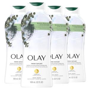 imageOlay Body Wash for Women Fresh Radiance Refreshing ampamp Renewing Made with Plant Based Cleansers B3 Botanical Complex For All Skin Types Orchid ampamp Black Currant Scent 22 fl oz Pack of 4Eucalyptus  Spirulina