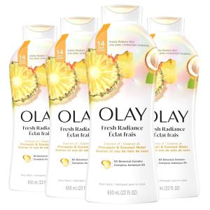 imageOlay Body Wash for Women Fresh Radiance Refreshing ampamp Renewing Made with Plant Based Cleansers B3 Botanical Complex For All Skin Types Orchid ampamp Black Currant Scent 22 fl oz Pack of 4Pineapple  Coconut Water