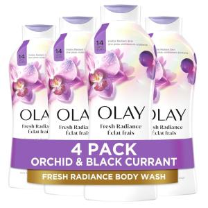 imageOlay Body Wash for Women Fresh Radiance Refreshing ampamp Renewing Made with Plant Based Cleansers B3 Botanical Complex For All Skin Types Orchid ampamp Black Currant Scent 22 fl oz Pack of 4Orchid  Black Currant