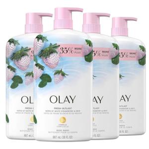 imageOlay Body Wash for Women Fresh Radiance Refreshing ampamp Renewing Made with Plant Based Cleansers B3 Botanical Complex For All Skin Types Orchid ampamp Black Currant Scent 22 fl oz Pack of 4White Strawberry  Mint