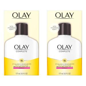 imageOlay Face Moisturizer Complete with Sunscreen SPF 15 Daily Facial Lotion for Normal Skin Lightweight Hydrating Broad Spectrum Sun Protection  Vitamin C E and Niacinamide  6 Oz 2 Pack6 Fl Oz Pack of 2