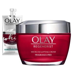 imageOlay Face Moisturizer Regenerist MicroSculpting Cream for Women FragranceFree  Hydrating AntiAging Skin Care 17 oz ampamp Trial Size Vitamin C Cleansing Melts WaterActivated Face Wash 12 ctFragranceFree