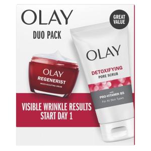 imageOlay Face Wash Regenerist Advanced AntiAging Pore Scrub Cleanser 50 Oz and MicroSculpting Face Moisturizer Cream 17 Oz Skin Care Duo Pack Total 67 OuncesRegenerist Pore Cleanser  Face Moisturizer