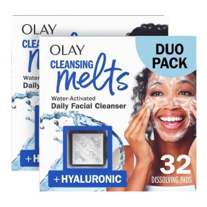 imageOlay Face Wash Retinol Cleansing Melts FragranceFree Daily Use Gentle Cleanser For All Skin Types Travel Size WaterActivated to Clean Tone and Refresh 64ct 2 Pack x 32ctHyaluronic