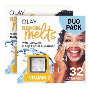 imageOlay Face Wash Retinol Cleansing Melts FragranceFree Daily Use Gentle Cleanser For All Skin Types Travel Size WaterActivated to Clean Tone and Refresh 64ct 2 Pack x 32ctVitamin C