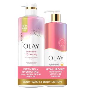 imageOlay Intensely Hydrating Body Wash  Body Lotion Bundle Pack Moisturizing ampamp Nourishing Formula with Hyaluronic Acid ampamp Vitamin B3 Complex 26 fl oz ampamp 17 fl oz Pack of 2Scent