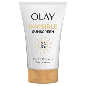 imageOlay Invisible Sunscreen SPF 35 100 Invisible Facial Sunscreen and Makeup Primer  FragranceFree Weightless No White Cast Broad Spectrum Sun Protection with Vitamin C ampamp E Aloe Vera 17 Oz