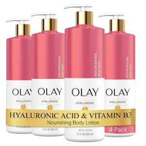 imageOlay Nourishing ampamp Hydrating Body Lotion for Women with Hyaluronic Acid 17 oz Pack of 4