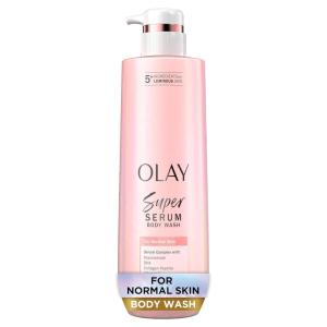 imageOlay Super Serum Body Wash for Normal Skin 24hr Long Lasting Hydration 5 Ingredient Serum Complex for Bright Even Firm Luminous Skin 185 fl ozNormal