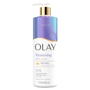 imageOlay Super Serum Hand ampamp Body Lotion for Dry Skin 24hr Long Lasting Hydration 5 Ingredient Serum Complex for Bright Even Firm Luminous Skin Sweet Vanilla ampamp Soft Wood Scent 185 fl ozRetinol