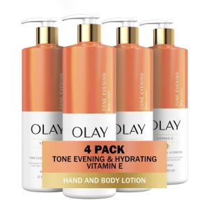 imageOlay Tone Evening and Hydrating Body Lotion Deep Moisture 17oz Pack of 4Tone Evening Vitamin E