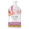 imageOlay Body Wash for Women Fresh Radiance Refreshing ampamp Renewing Made with Plant Based Cleansers B3 Botanical Complex For All Skin Types Peach ampamp Cherry Blossom Scent 33 fl ozPeach and Cherry Blossom