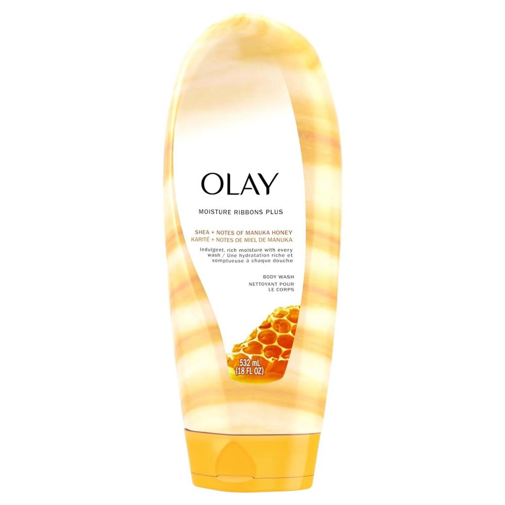 imageOlay Body Wash for Women Moisture Ribbons Plus Deep Conditioning ampamp Moisturizing Formula Long Lasting Smooth Soft Skin For All Skin Types Shea Butter ampamp Manuka Honey Scent 18 fl ozShea  Manuka Honey