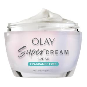 imageOlay Super Cream with Sunscreen SPF 30 Fragrance Free Lightweight Face Moisturizer with Sun Protection 5in1 Skin Care  Hydrating Brightening Firming  Niacinamide Vitamin C Collagen 17 oz