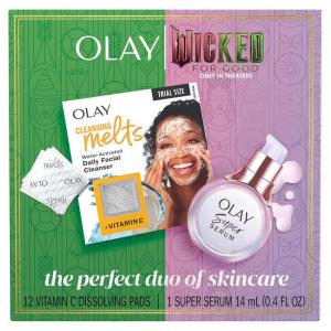 imageOlay x Wicked For Good Perfect Duo Skin Care Set Skin Care Gift Set 2pc Vitamin C Cleansing Melts 12 Count Super Serum Trial Size 04 FL OZWicked Bundle Super Serum  Face Cleansing Melts