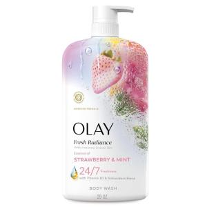 imageOlay Body Wash for Women Fresh Radiance 247 SkinLoving Freshness Visibly Radiant Plant Based Cleansers Vitamin B3 amp Antioxidant Blend For All Skin Types Strawberry amp Mint Scent 29 fl ozStrawberry  Mint