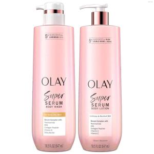 imageOlay Super Serum Body Wash for Normal Skin 24hr Long Lasting Rich Hydration 5 Ingredient Complex for Bright Even Firm amp Luminous Skin with Collagen Peptide BHA Vitamin C 20 fl ozCoconut  Vanilla   Soft Wood