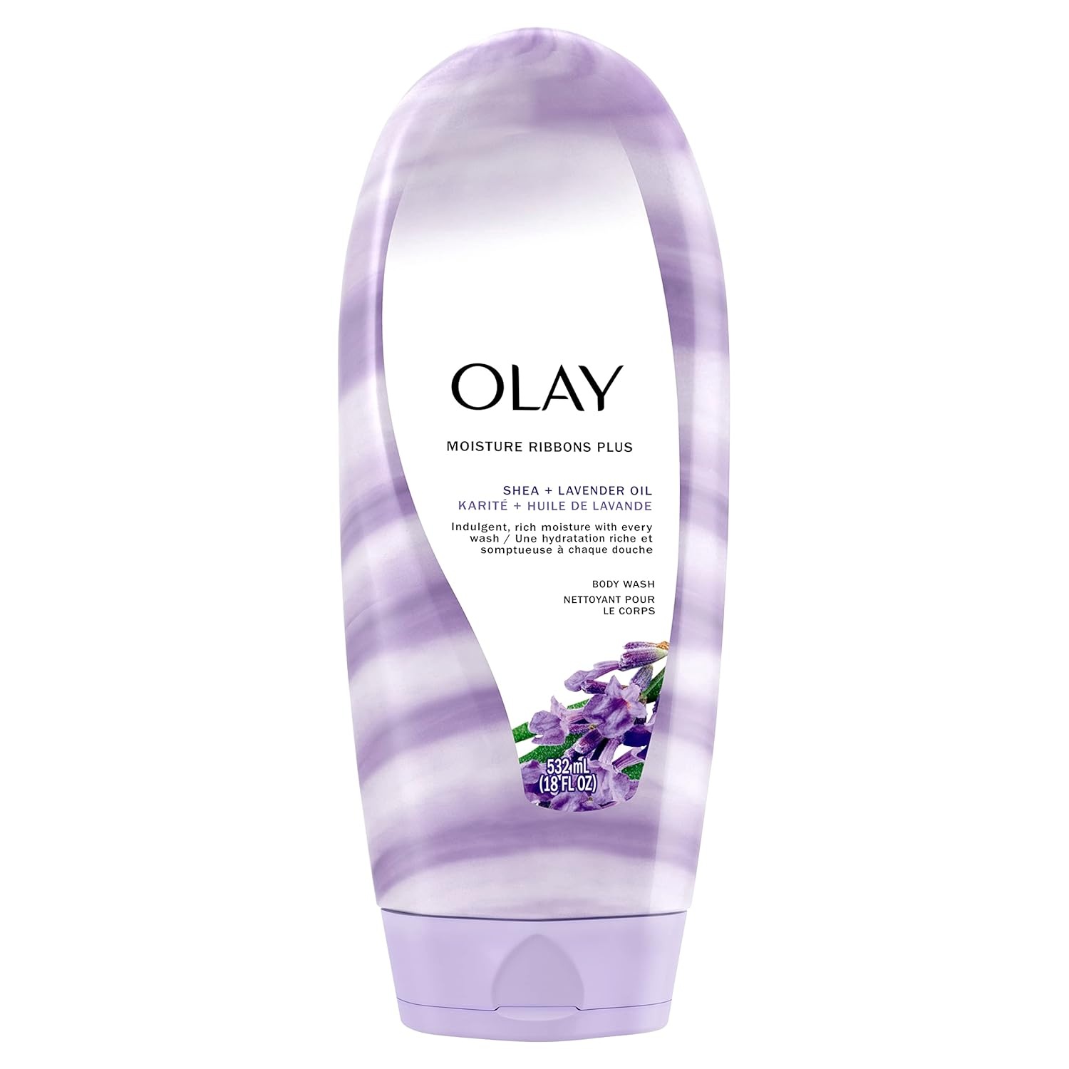 image:imageOlay Body Wash for Women Moisture Ribbons Plus Deep Conditioning amp Moisturizing Formula Long Lasting Smooth Soft Skin For All Skin Types Shea Butter amp Manuka Honey Scent 18 fl oz Pack of 4Shea Butter  Lavender Oil