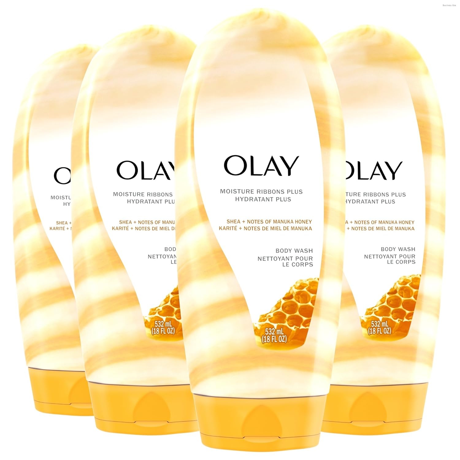 image:imageOlay Body Wash for Women Moisture Ribbons Plus Deep Conditioning amp Moisturizing Formula Long Lasting Smooth Soft Skin For All Skin Types Shea Butter amp Manuka Honey Scent 18 fl oz Pack of 4Shea Butter  Manuka Honey